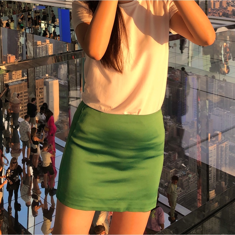 Aritzia Silk Mini Skirt Green